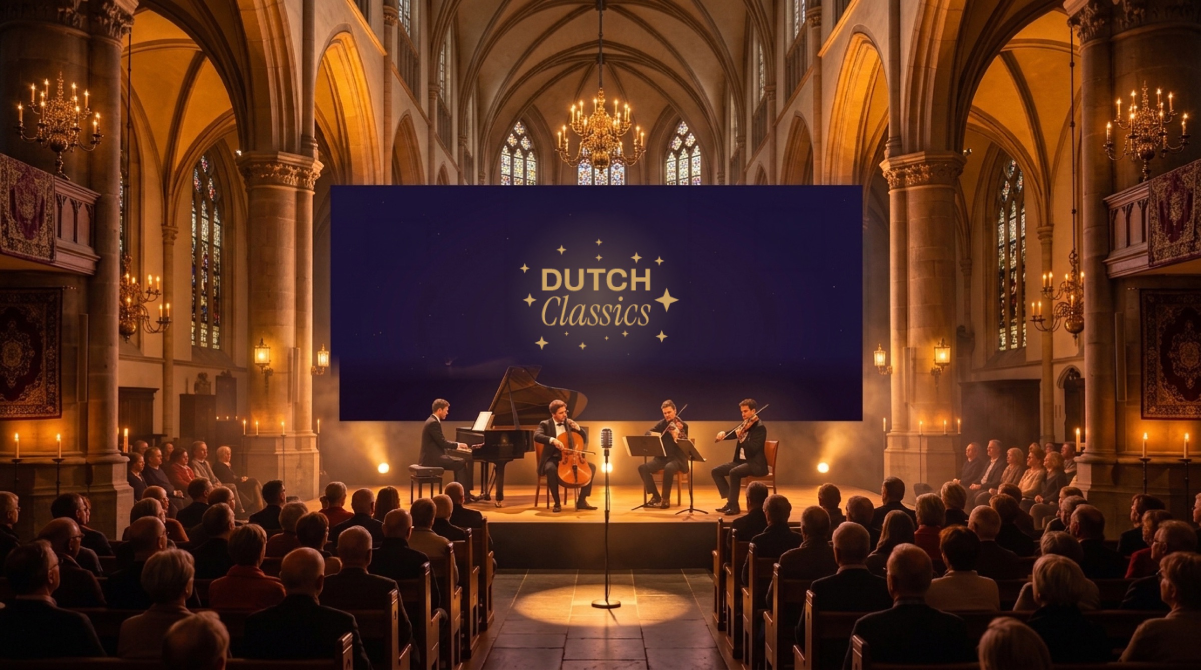 Impressie: het ensemble voor het LED-scherm in De Oude Kerk